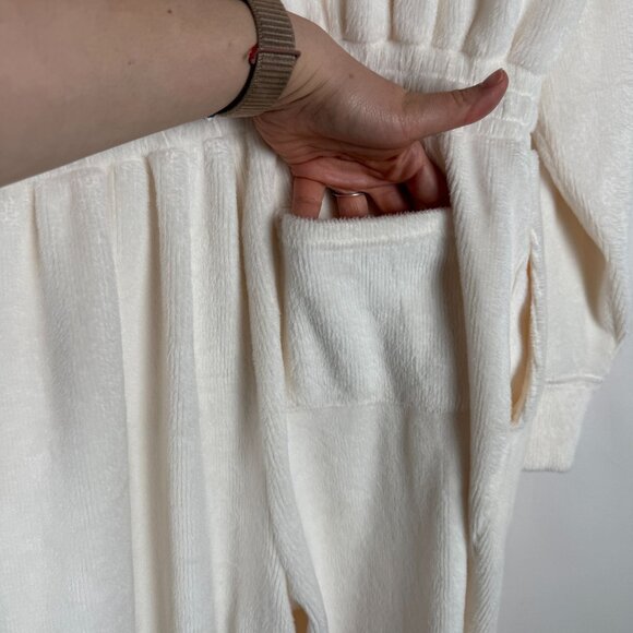 Fabletics Cozy Cord Zip Women L Bone Jumpsuit With Elastic Waist All Day Comfort - Picture 8 of 10